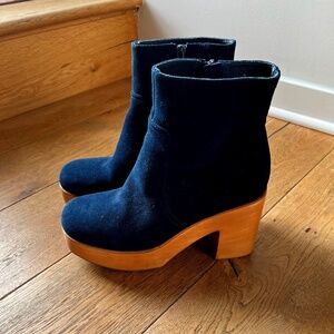 CHARLOTTE STONE BLUE SUEDE  BOOTIES SIZE 9- BRAND NEW!!